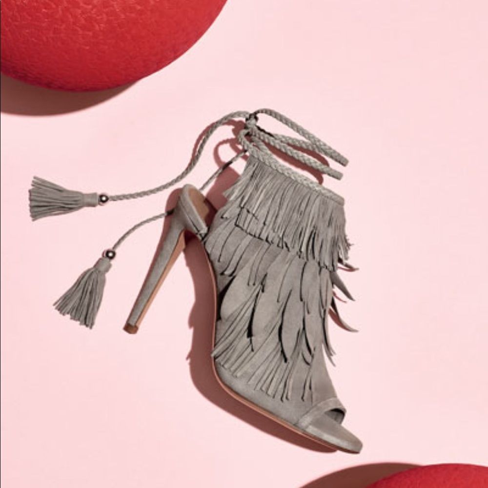 Aquazzura So Pocahontas Grey Suede Sandal 10 NWT - Picture 3 of 10